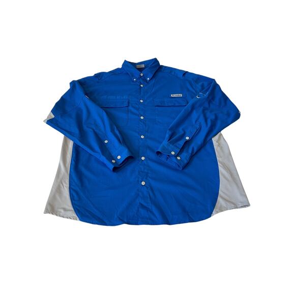 Columbia PFG Omni Freeze Shirt Men's Sz XL Blue/Gray Button Outdoor - Picture 1 of 8